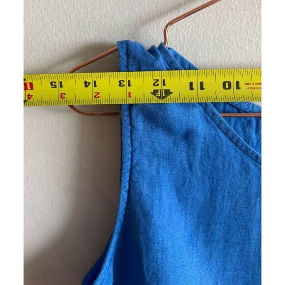 Terzo Millennio Womens Crewneck 100% Linens Sleeveless Dress Blue Size M - Picture 3 of 8